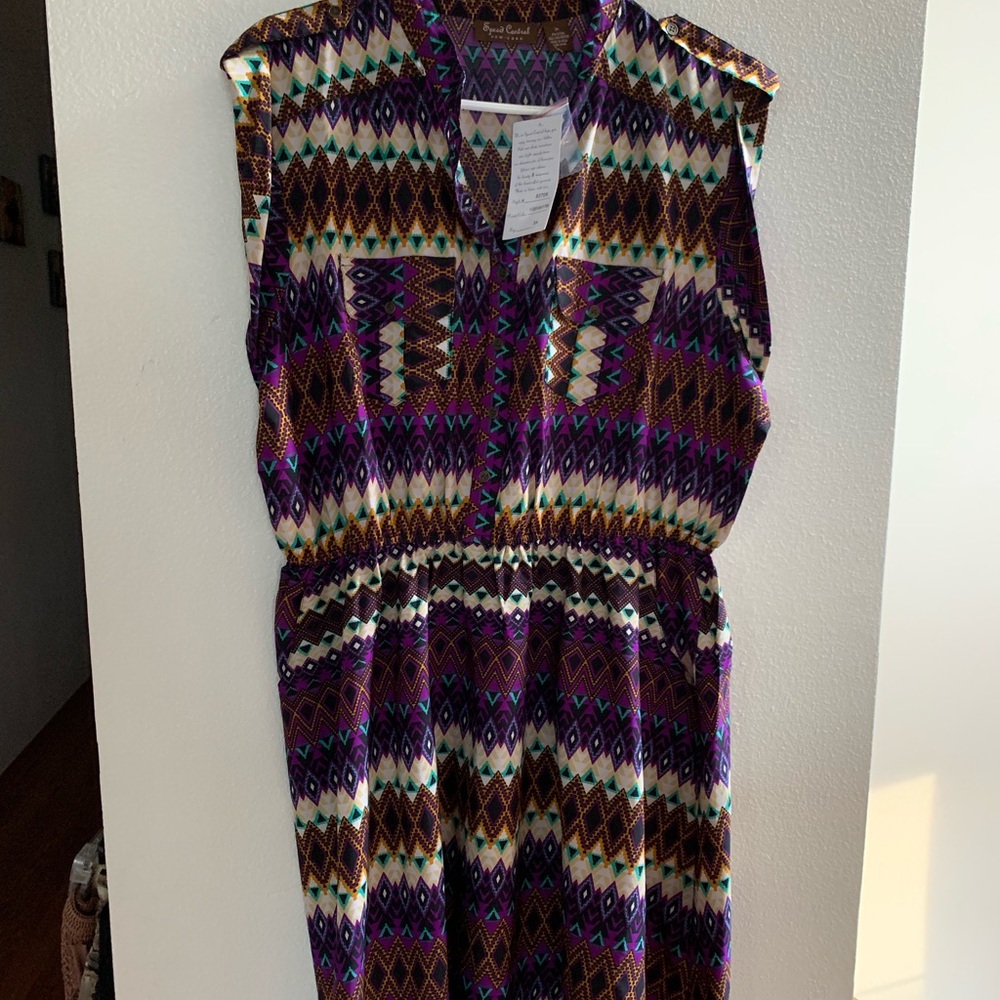 Mini multicolor dress with pockets
